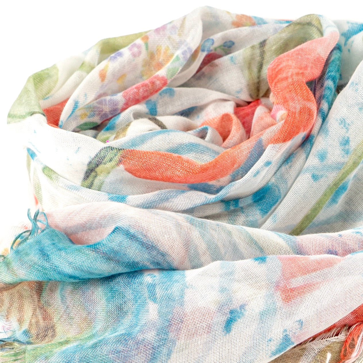 Bamboo Foulard Orange Flowers